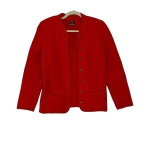 Geisswein Red Wool Cable Knit Cardigan Sweater Jacket | M